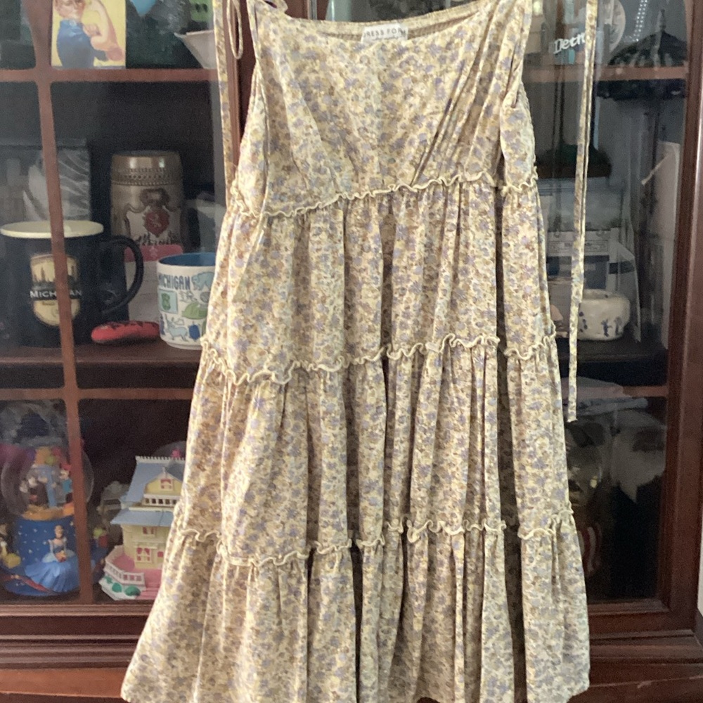 Dress Forum Floral Mini Dress - Cream and Brown